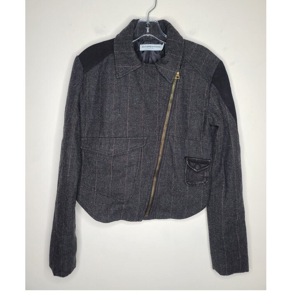 Artisan De Luxe Wool Leather Patchwork Asymmetric… - image 2